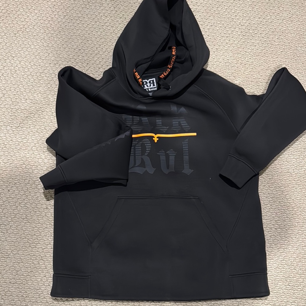 Rock Revival Black Hoodie with Orange Accent